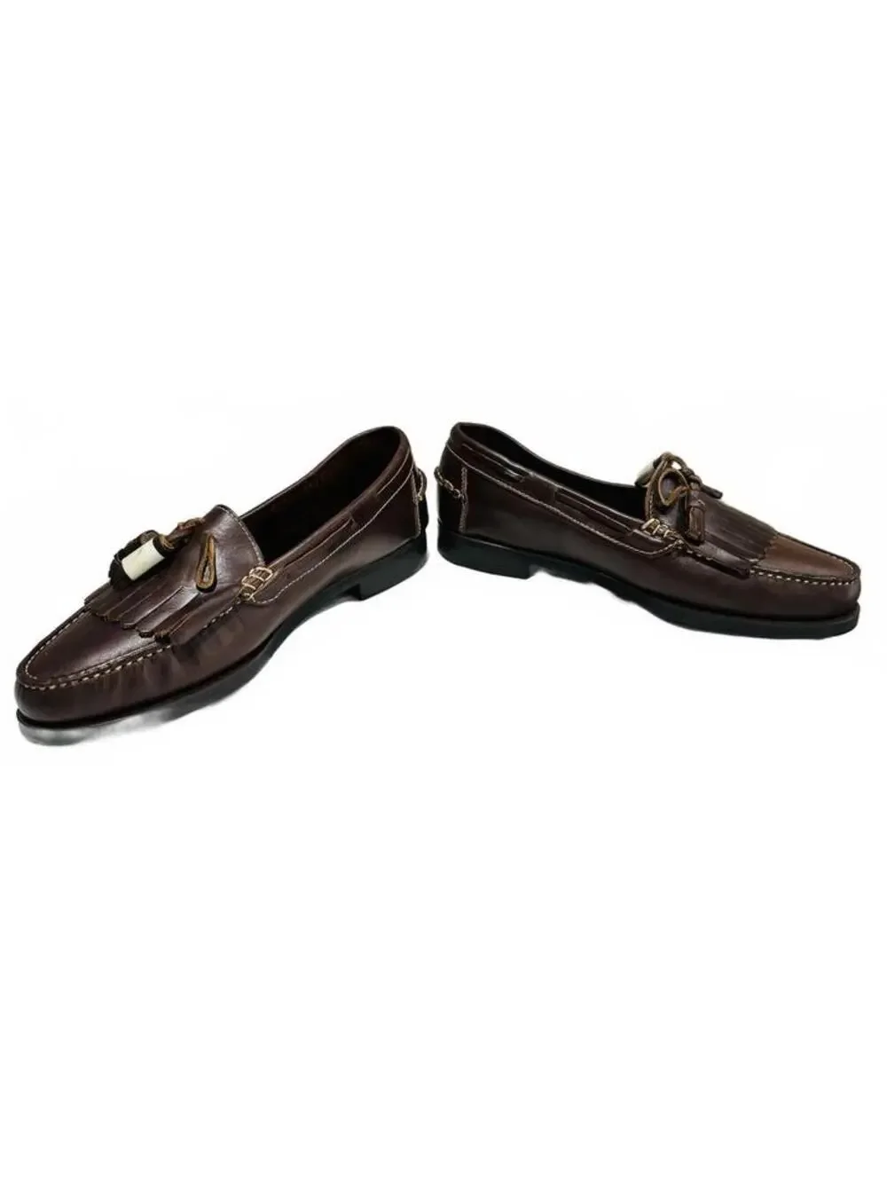 New Nunn Bush Men's Brown Leather Kiltie Tassel Loafers Fringe Size 11M